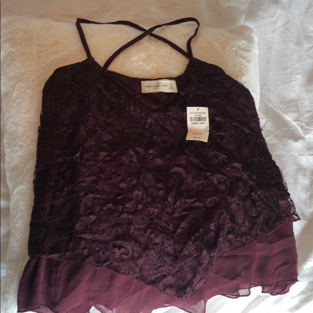 New Abercrombie maroon lace tank